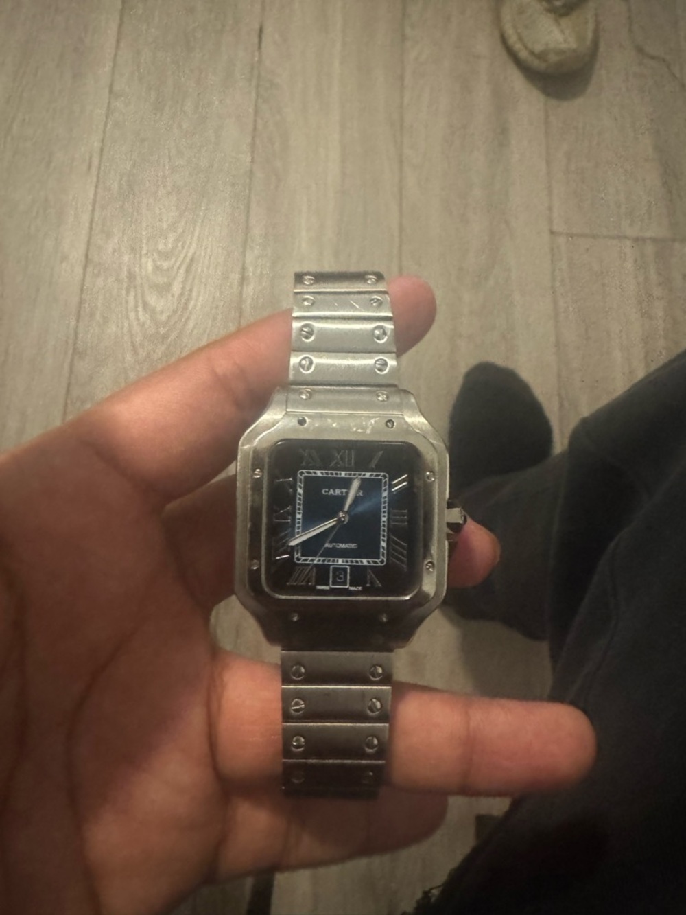 Cartier Stainless Steel Watch with Blue Dial